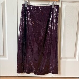 WHBM Elegant Sequin Maxi Skirt in Purple